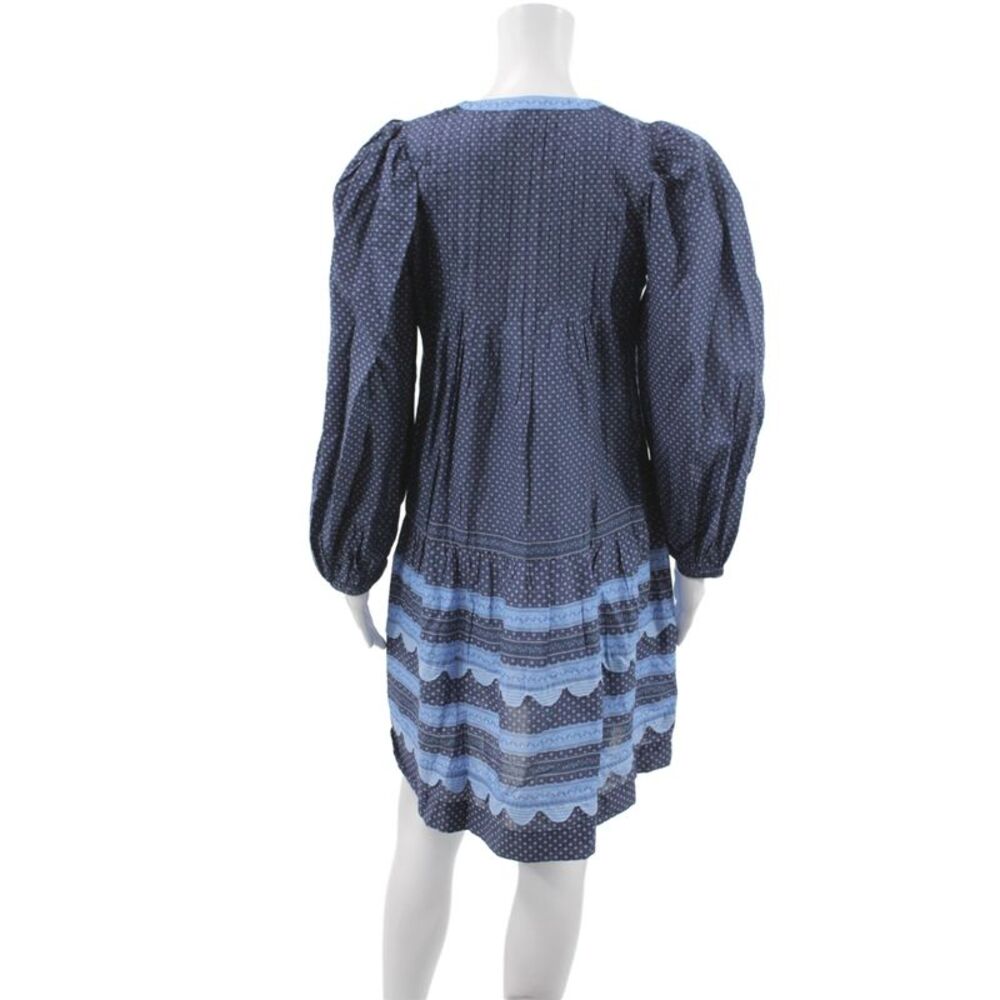 Sea Womens Blue Floral Cotton Shift Midi Dress Long Sleeve Round Neck Size XS - Picture 3 of 11